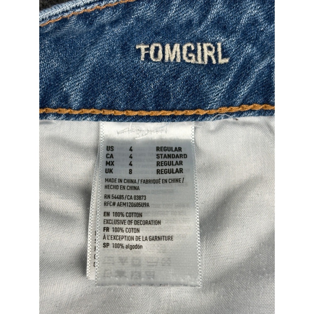 American Eagle Tomgirl Jeans Womens 4 Light Wash Distressed Button Fly Denim‎ - Picture 4 of 11